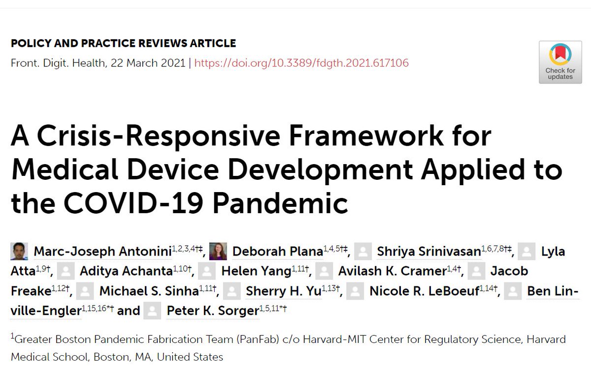 Greater Boston Pandemic Fabrication Team (@panfabboston) on Twitter photo 🚨NEW🚨 from <a href="/PanFabBoston/">Greater Boston Pandemic Fabrication Team</a>:
A Crisis-Responsive Framework for Medical Device Development Applied to the COVID-19 Pandemic frontiersin.org/article/10.338… via <a href="/FrontDigiHealth/">Frontiers in Digital Health</a> 🚨NEW🚨 from <a href="/PanFabBoston/">Greater Boston Pandemic Fabrication Team</a>:
A Crisis-Responsive Framework for Medical Device Development Applied to the COVID-19 Pandemic frontiersin.org/article/10.338… via <a href="/FrontDigiHealth/">Frontiers in Digital Health</a>