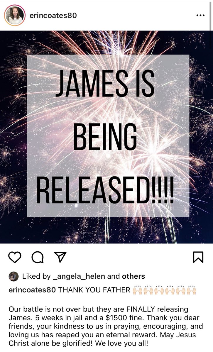 LaurenJDyck's tweet photo. Praise God!
#FreeJamesCoates https://t.co/bJDIO2nnjm