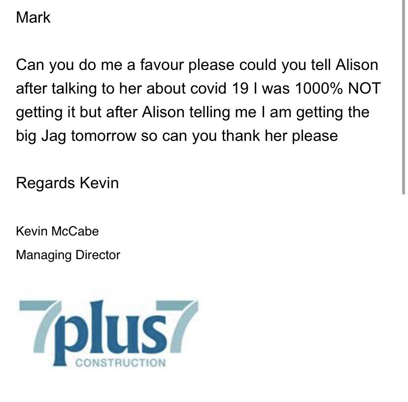 AlisonEsme1411's tweet photo. This email highlights the beauty of Conversation and Education. 

So many misconceptions about the vaccine that sometimes just need talked through!! 

Good on you Kevin 👍 😁 
@7plus7C @AstraZeneca @covidvaccine @rollyoursleeve @NHS_Lothian @NHSuk https://t.co/OdDWqB0kXB