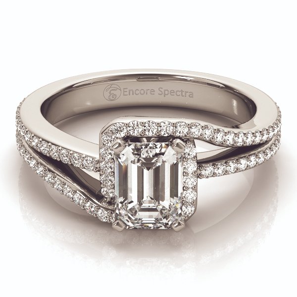 EncoreDT's tweet photo. Congratulations to the newest product of our proprietary create your own engagement ring platform - this curved and split shank emerald cut halo engagement ring with side stones, in white gold. Create yours right here:

https://t.co/XEguIFVuwD https://t.co/MCJi1HBw9z