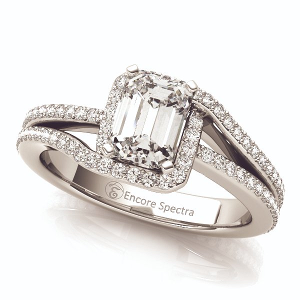 EncoreDT's tweet photo. Congratulations to the newest product of our proprietary create your own engagement ring platform - this curved and split shank emerald cut halo engagement ring with side stones, in white gold. Create yours right here:

https://t.co/XEguIFVuwD https://t.co/MCJi1HBw9z