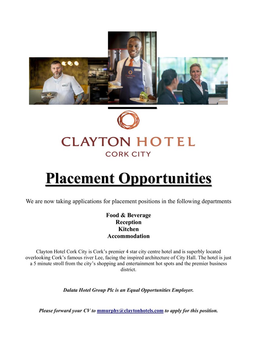 DSC_Erasmus's tweet photo. @stjohnscentral1 @ClaytonCork job opportunities in hospitality this summer #greatprofession https://t.co/X7lkiZWYoU
