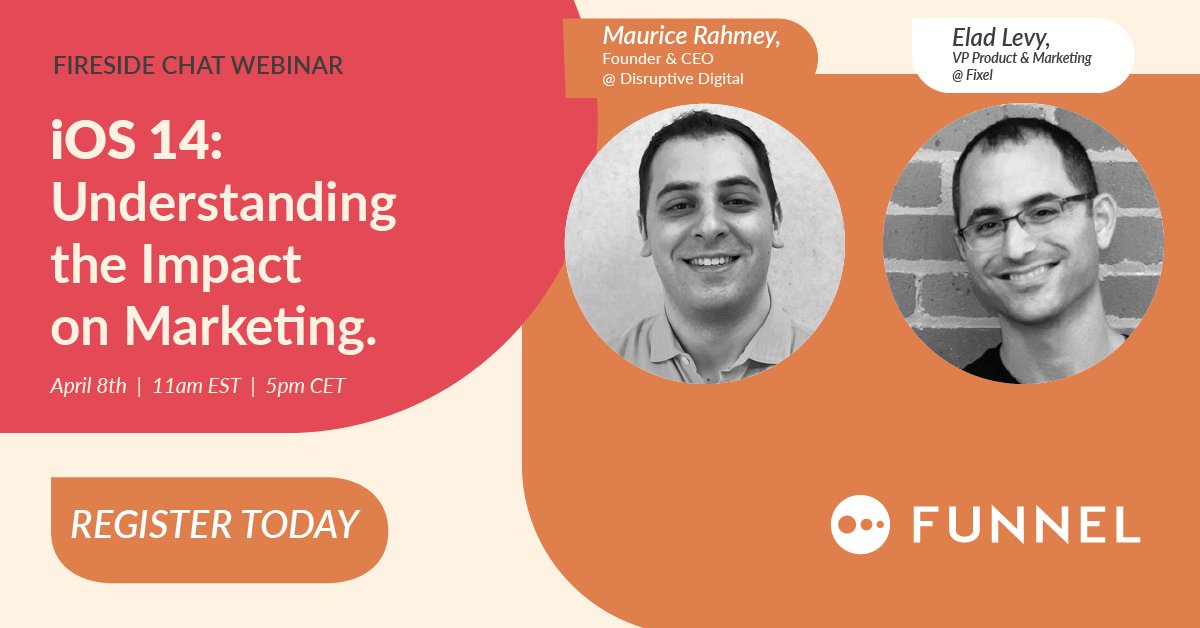 With all the confusion around iOS 14 and its impact on advertising, the <a href="/funnel/">Funnel</a>  team invited <a href="/mrahmey/">Maurice Rahmey</a> and me to share our perspectives

RSVP on this link
funnel.io/webinars/ios14…
