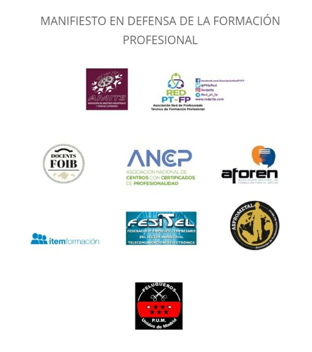 PtfpVicent's tweet photo. Manifiesto en Defensa de la Formación Profesional
#laexperienciaEsUnGrado 
#NoextincionPTFP 
#SomosFuturodelaFP 
@PtfpRed
@asprometaltwitt
@asociacionamits
@aforen_
@itemformacion
@FESITEL
@MadridPUM
https://t.co/riVskoszYq https://t.co/OOBlEPFucR
