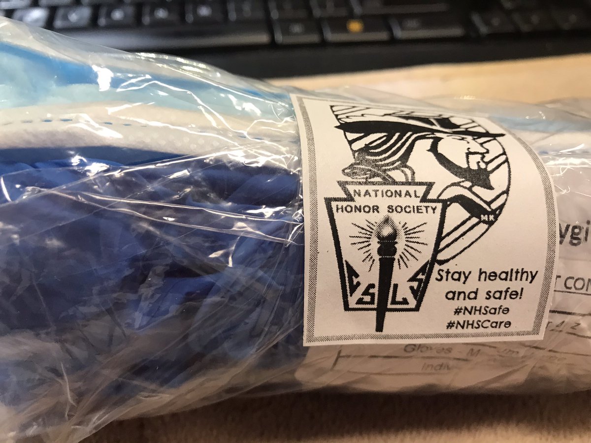 swowens's tweet photo. RNE National Honor Society gives all students and teachers a care kit with masks, gloves and hand sanitizer at lunch! @RNECavaliers @mark1_sims https://t.co/XmnXvytoxV