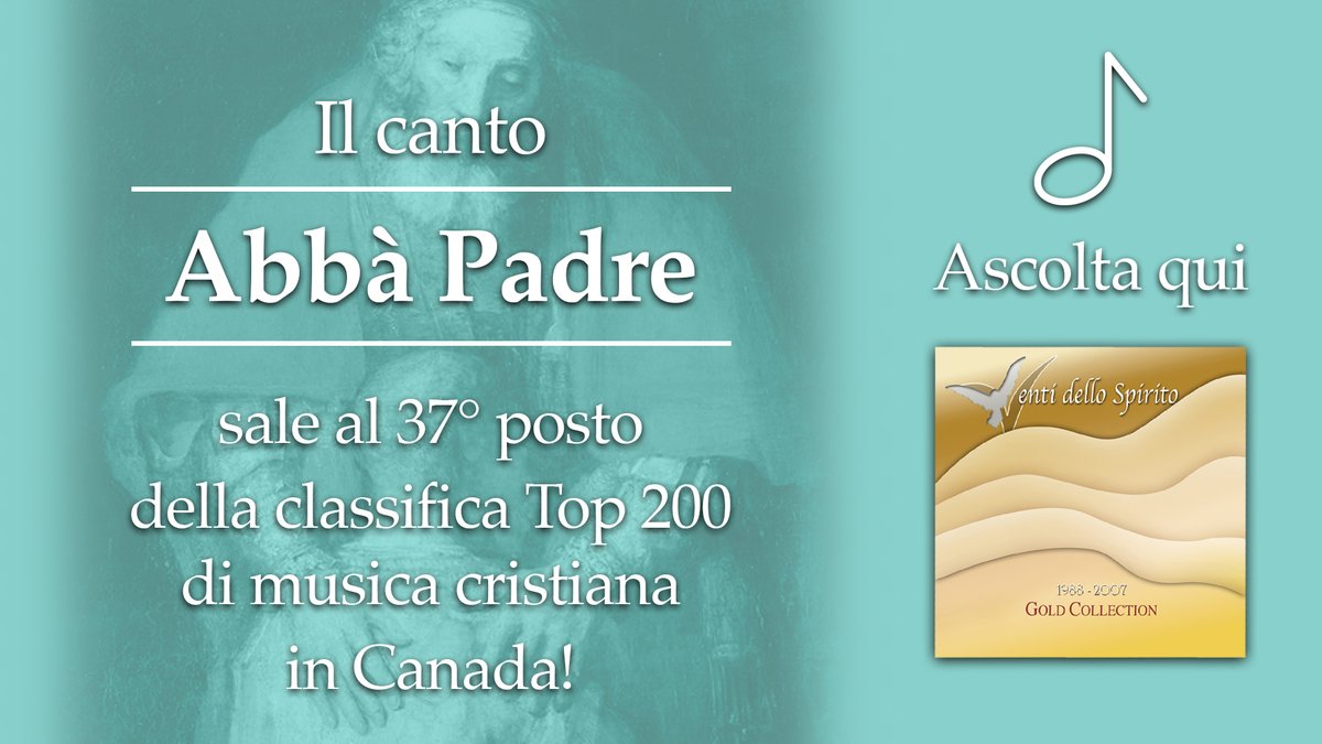 EdizioniRnS's tweet photo. ABBA’ PADRE sale al 37° POSTO della TOP200 Apple Music di musica cristiana in CANADA
Ascoltala/scaricala qui:
Apple Music: https://t.co/Bfl4ZiDCFP
Spotify: https://t.co/lq4j51Ngb6
Amazon Music: https://t.co/SIqL5rfAmP
@rnsitalia  #RinnovamentoinDigitale  #praiseandworship #canada https://t.co/450VOuTumr