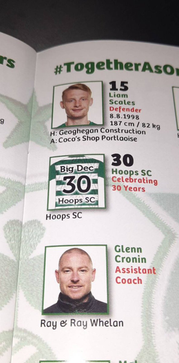 RuiDunsta's tweet photo. As part of our 30 year celebrations, @Hoops_SC will be sponsoring the number 30 jersey at @ShamrockRovers with the jersey given to the great Big Dec. https://t.co/NR3B8dnjf7