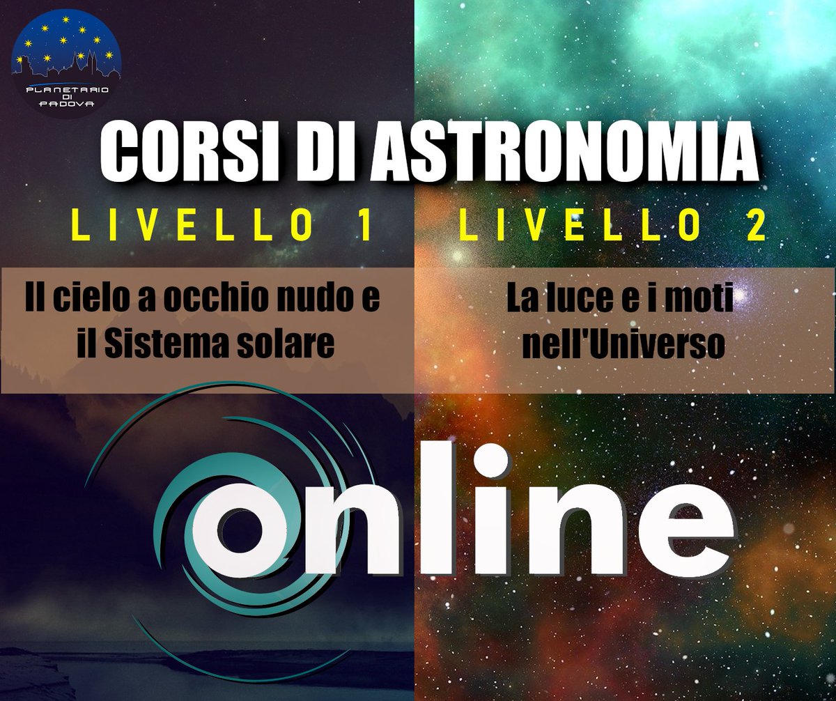 PlanetarioPD's tweet photo. Nell'attesa di poter tornare a veder le stelle tutti assieme, riaprono le iscrizioni per i corsi online di astronomia tenuti dagli astronomi del Planetario di Padova. Tutte le info a questo link https://t.co/1LPfObCCIJ https://t.co/yuNWAuR1JF