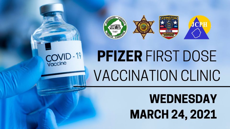JCPS_NC's tweet photo. The Johnston County Health Department will hold a first dose drive-thru clinic on Wednesday, March 24th at North Johnston High from 8 AM until supplies last. 
This is a  first dose clinic is for individuals  in Groups 1 - 4.  (1/2) https://t.co/jr4OjDwINh https://t.co/8S98rI3qO6