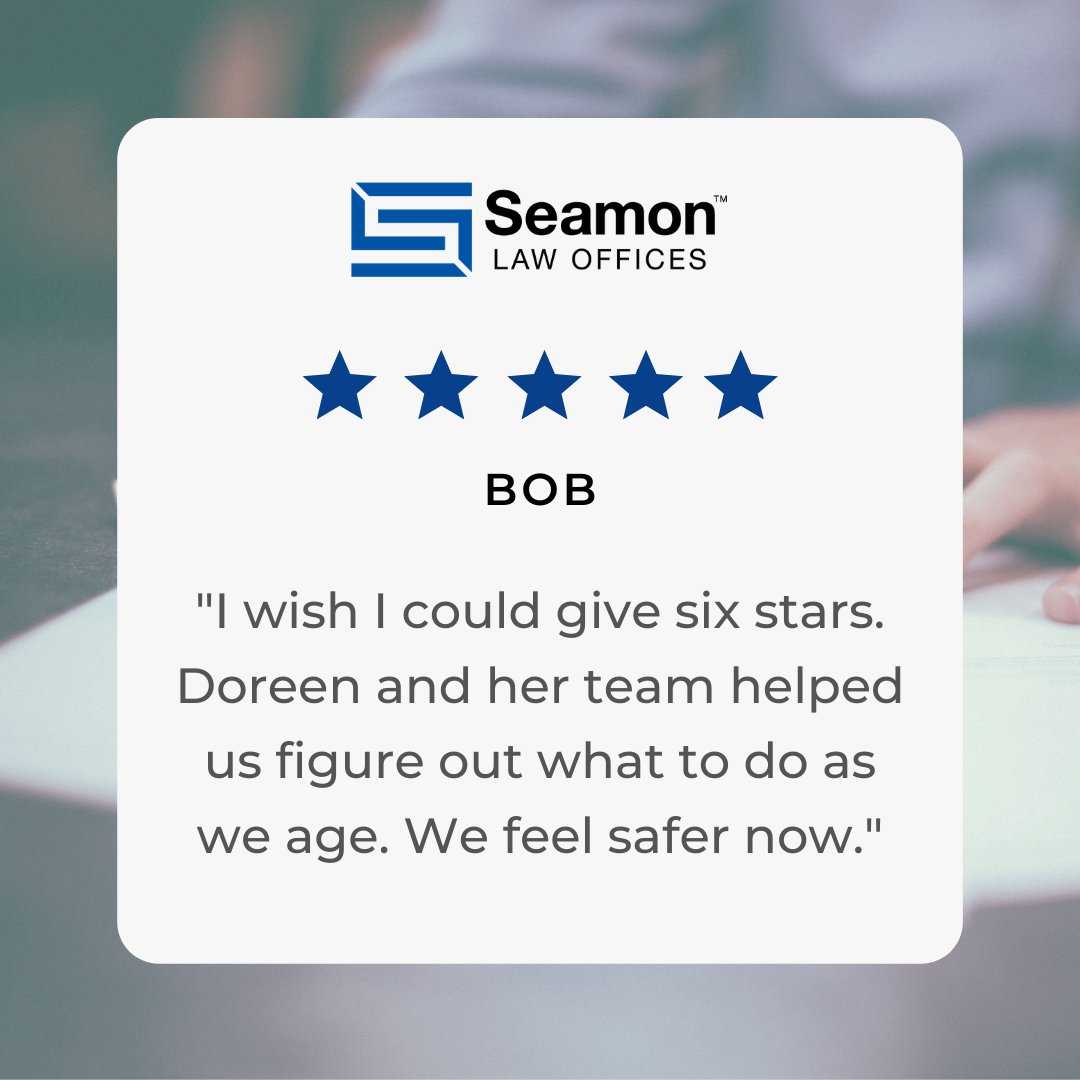Seamon_Law's tweet photo. We know that the future is uncertain, and this is often unsettling. We take pride in adding a level of security and safety to our clients' futures. Thanks for the review, Bob! https://t.co/DvDLjgyRvW