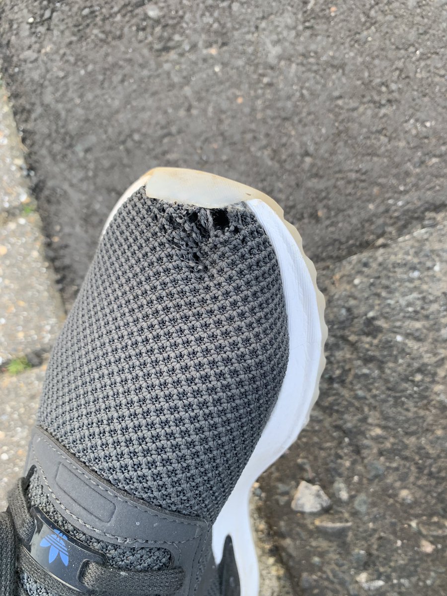NatMepstead's tweet image. Only worn these @adidasUK trainers a handful of times and the fabric is ripping on both shoes and in the same place! Clearly a design flaw! Not the kind of quality you expect from such a high profile international brand! #poorworkmanship