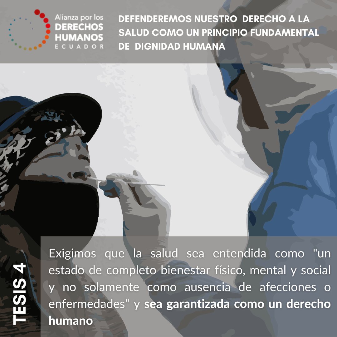 SurkunaEc's tweet photo. TESIS 4:La salud está vinculada con varios factores, como vida sana, alimentación, vivienda, agua limpia, condiciones sanitarias adecuadas, ambiente sano, educación e información oportuna. #CompromisoYA @LassoGuillermo @ecuarauz
🔴Declaración completa: https://t.co/SAbMxS4FTO https://t.co/ewtzW2QkJD