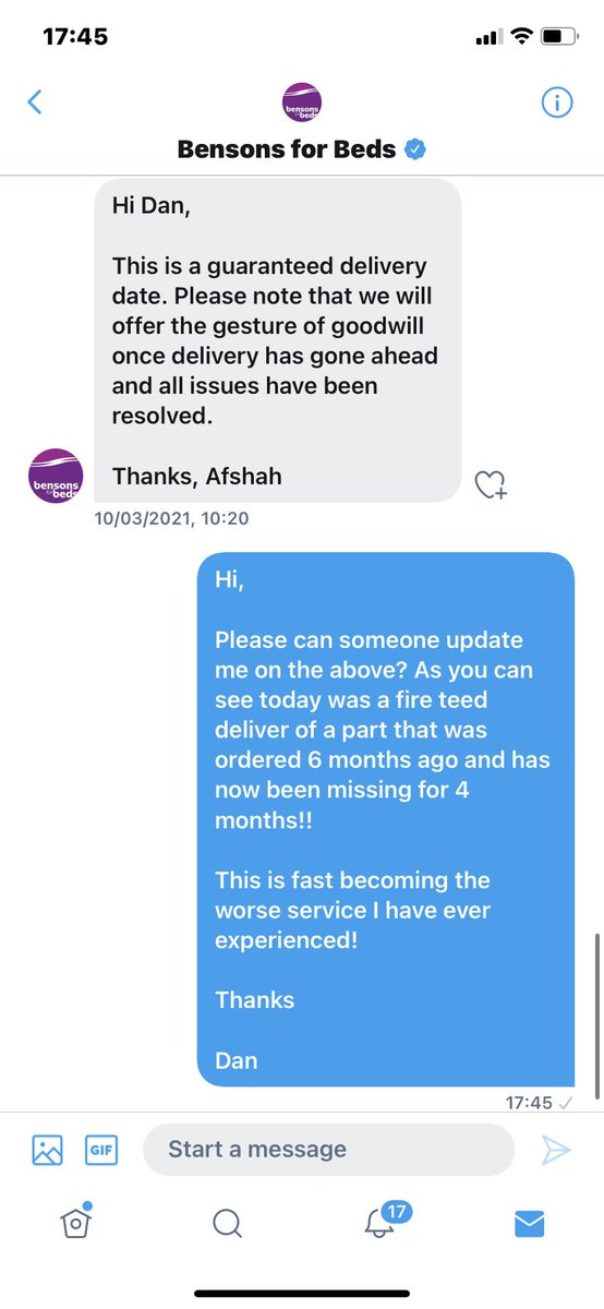 DanSiddall's tweet photo. @BensonsForBeds  possibly the worst service I have ever experienced from a retailer! 

Please update me ASAP on order number 600709211!
 
Today was the “guaranteed”  delivery date of a part that is now over 4 months late ! 

@BensonsForBeds #badservice #resolver https://t.co/uluOfEGKIc