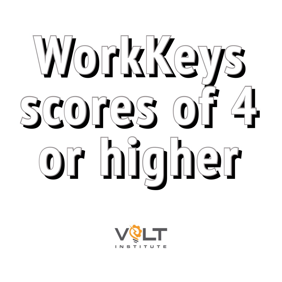 The last chance for WorkKeys assessment exam before spring classes begin is tomorrow. 
Any prospective students who do not yet have WorkKeys scores of 4 or higher should request to be included in the testing group by contacting us through our website at voltinstitute.com