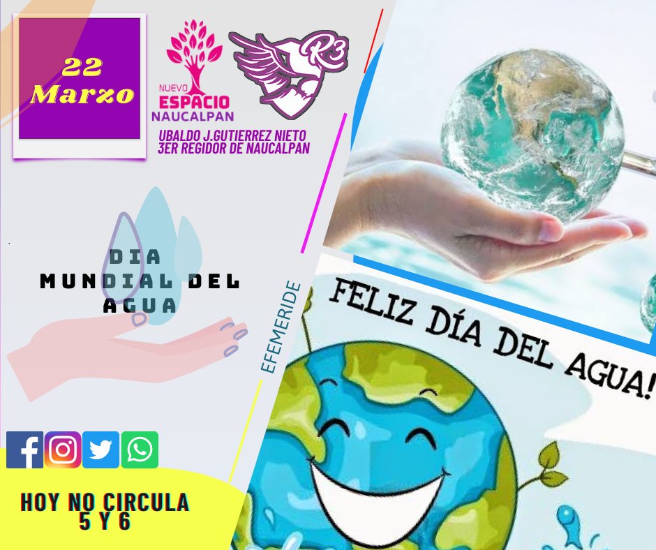 UbaldoGNieto's tweet photo. 💧✅ El Día Mundial del Agua se celebra el 22 de marzo de cada año y su principal objetivo, es crear conciencia en el hombre de la importancia de cuidar el llamado oro líquido para la vida de los seres humanos y las especies en la Tierra.🌍🌎

#DiaMundialDelAgua https://t.co/vGCSBd9Dd4