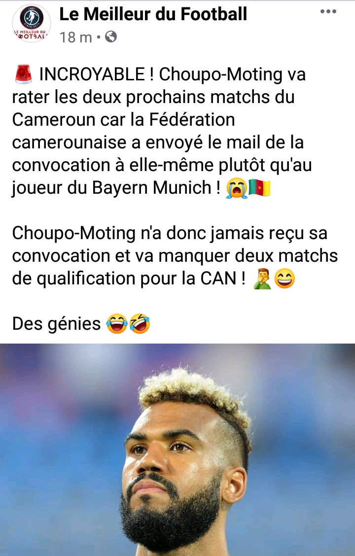ShowTime237's tweet photo. La grossière bourde de la Fédération Camerounaise de Football fait beaucoup réagir... https://t.co/clrA5PWuF1