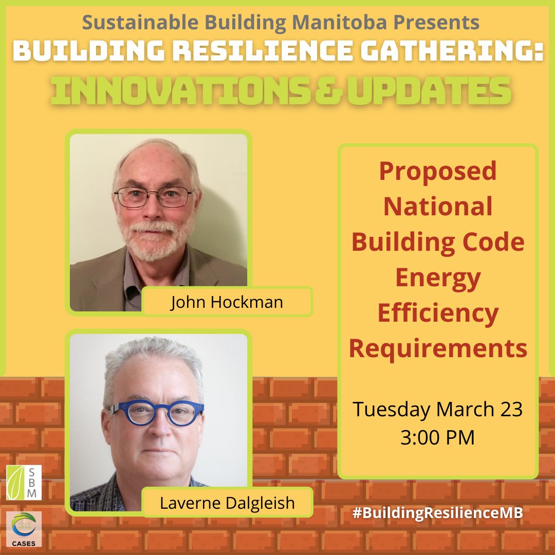 SustBldgMB's tweet photo. Tomorrow is the first day of #BuildingResilienceMB Gathering.

So many amazing speakers giving us insight into such a variety of topics!

Tickets: https://t.co/ud18gVonXp 

More info: https://t.co/I0jREdb8KB

#GreenMB #mbpoli #ClimateActionMB https://t.co/Uf3CObrTYd
