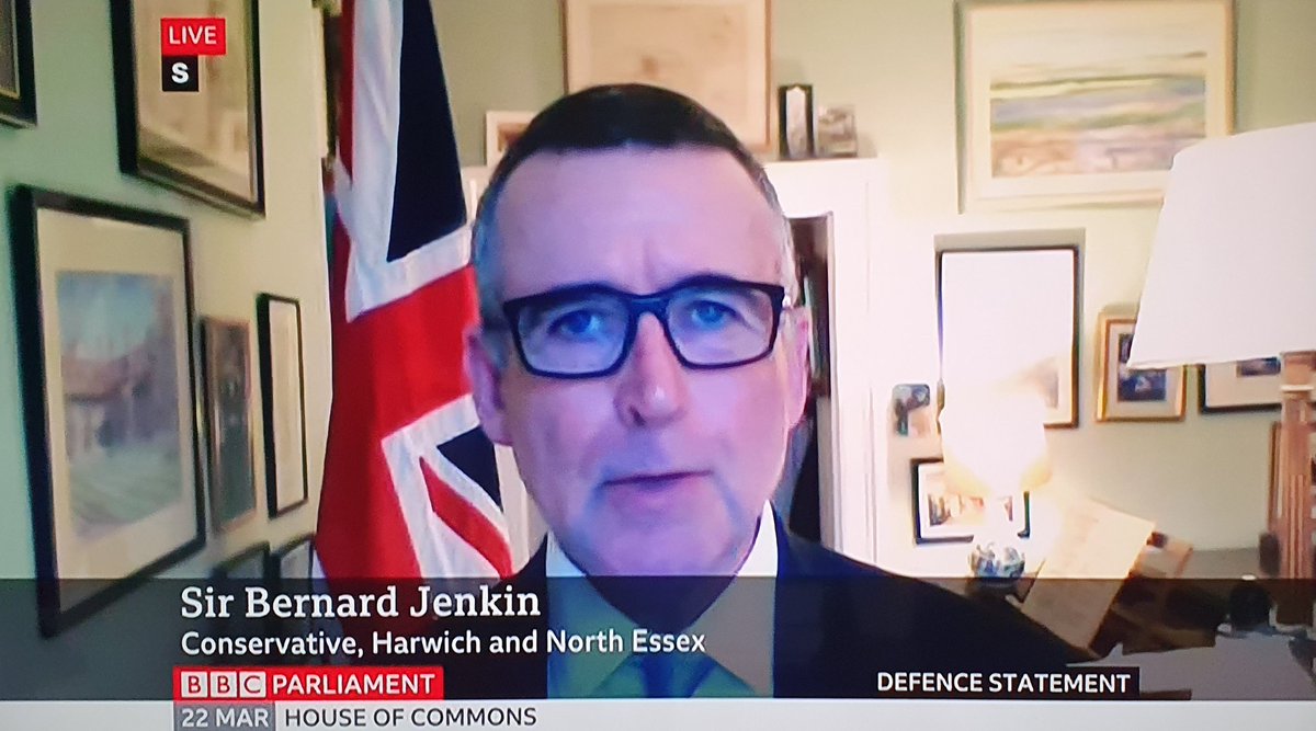 PeterMannionMP's tweet image. Good grief. Even perennial backbencher but wannabe minister, Bernard Jenkin, has a flag in his drawing room now. #defencestatement