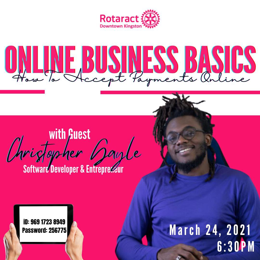 TheGizzada's tweet photo. Join us &amp; @rotaractclubdk this Wednesday, March 24, 2021 to discuss the topic “Online Business Basics: How to Accept Payments Online" with @chrisgizzada!

#RCDK #RotaractDowntown #RotaractDowntownKingston #OnlineBusines #BusinessBasics https://t.co/P5GZ90LKad