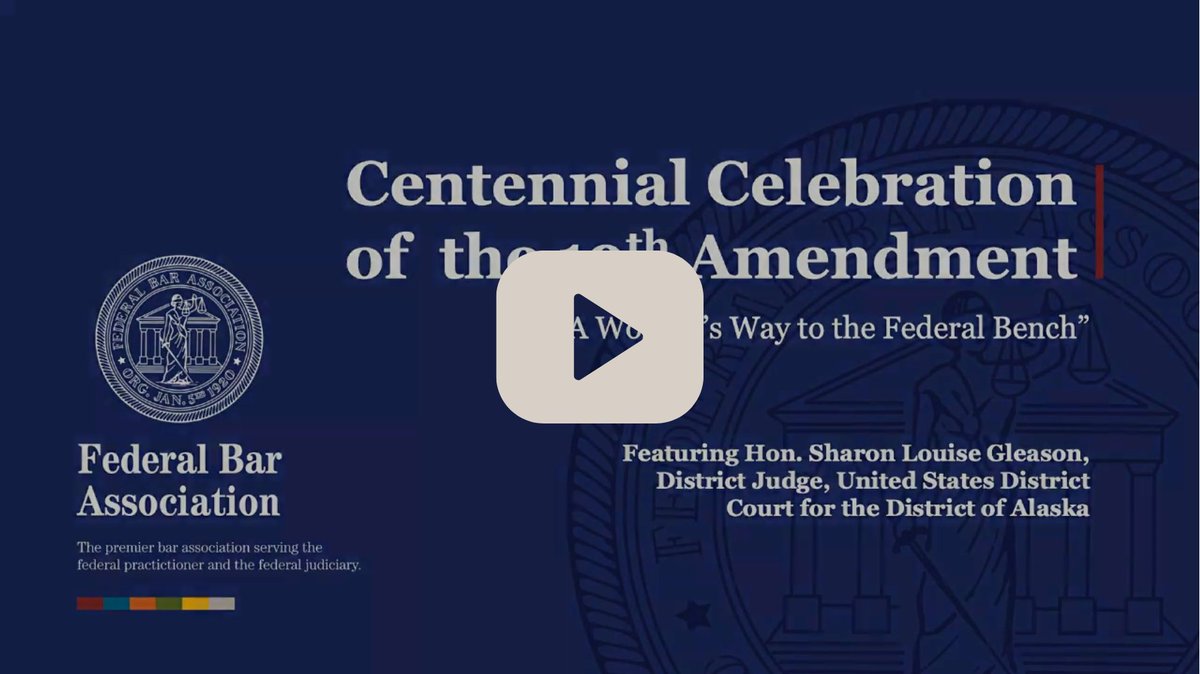 March is #WomensHistoryMonth!

The FBA Centennial Celebration of the 19th Amendment – A Woman’s Way to the Federal Bench, is a series of interviews with federal female judges.

View recorded video interview profiles here: fedbar.org/19amendment/
