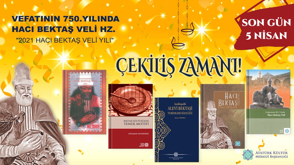 AKMB_govtr's tweet photo. 📣📣ÇEKİLİŞ ZAMANI📣📣

1️⃣0️⃣ şanslı takipçimize her biri 5️⃣ kitaptan oluşan 1️⃣0️⃣ adet 
#HacıBektaşVeli setini #çekiliş ile hediye ediyoruz🎁

 Katılım için: 

🔶️Bizi ve @TcYuksekKurum hesabını takip et❗
🔶️Bu tweeti RT yap❗
🔶️En az iki kişiyi etiketle❗

#HacıBektaşVeli https://t.co/vJ83cxAZh5