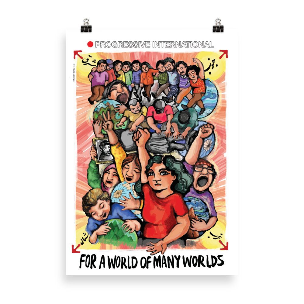 ProgIntl's tweet photo. ANNOUNCING: The @ProgIntl Workshop, featuring beautiful prints from artists across the planet — from @_MichaelOswell_ 'Make Amazon Pay' to @gblsilveira 'Internationalism or Extinction'.

Buy one now, and help us make solidarity more than a slogan: https://t.co/61MVWjKpx1 https://t.co/CVAu0VGZVn