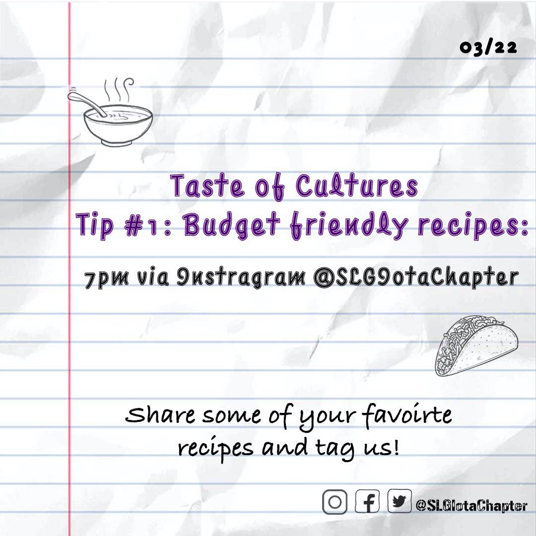SLGIotaChapter's tweet image. Post your favorite food from your culture and tag us on Instagram!