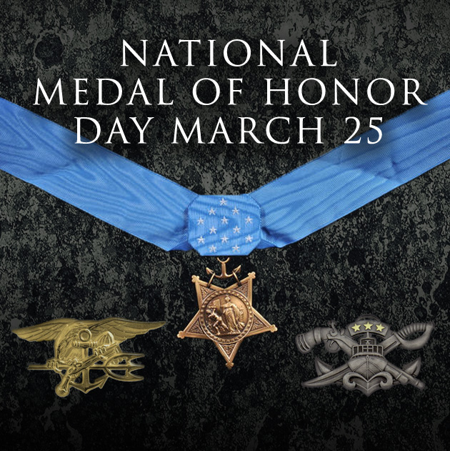 us_navyseals's tweet photo. National Medal of Honor Day is this Thursday, Mar 25! SEAL Team joins the nation in celebrating the character, sacrifice, and grit of those who earned the nation's highest decoration. Throughout the week we will highlight the 7 recipients from NSW. Stay tuned to like and share! https://t.co/fcnCiqkuS0