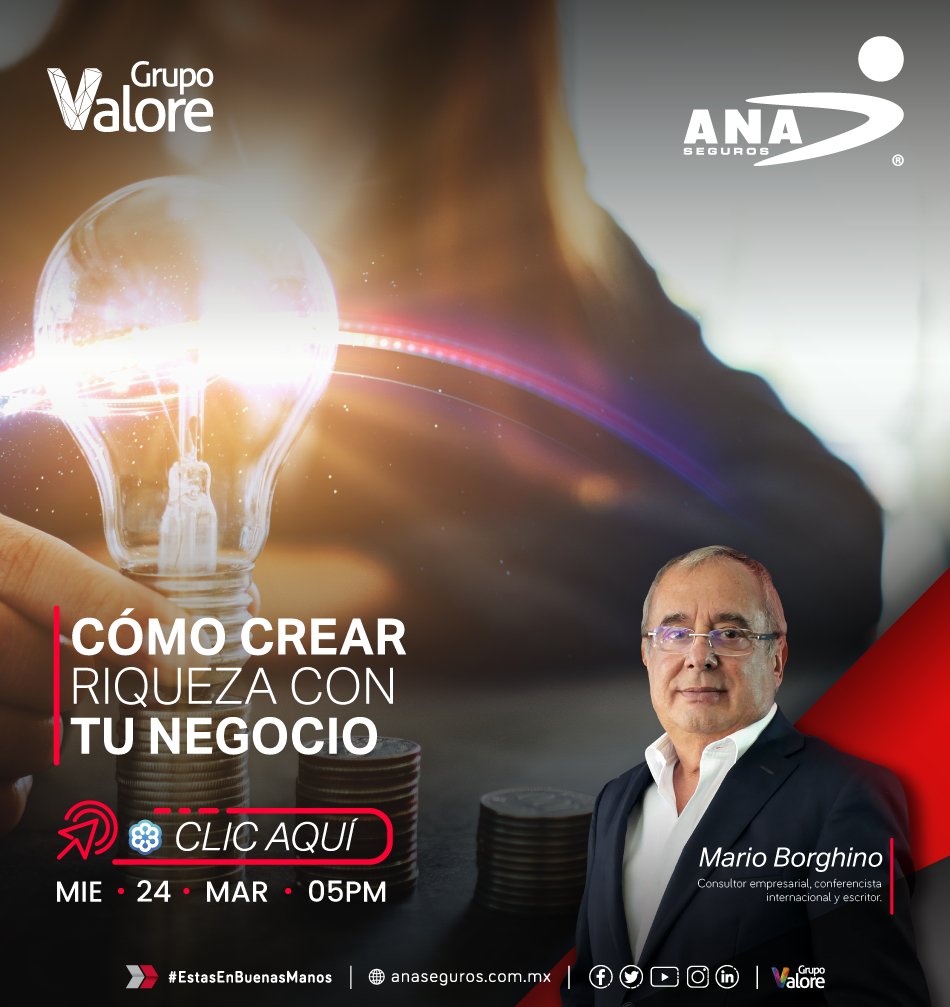 ANASeguros's tweet photo. Te invitamos a nuestro próximo webinar gratuito: "Cómo crear riqueza con tu negocio" junto al Lic. Mario Borghino.

Fecha: Miércoles 24 de marzo
Hora: 5:00pm

Regístrate aquí 👉 https://t.co/cUSx1YKDxI

*Evento Gratuito. Cupo Limitado. https://t.co/RsYvDYm1zW
