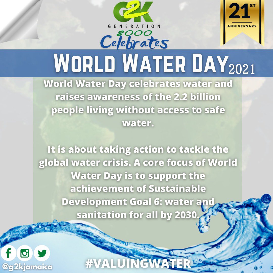 g2kjamaica's tweet photo. According to the United Nations (UN), the main focus of the day is to “support the achievement of sustainable development goal (SDG) 6: water and sanitation for all by 2030.” https://t.co/VY84kA8EAs