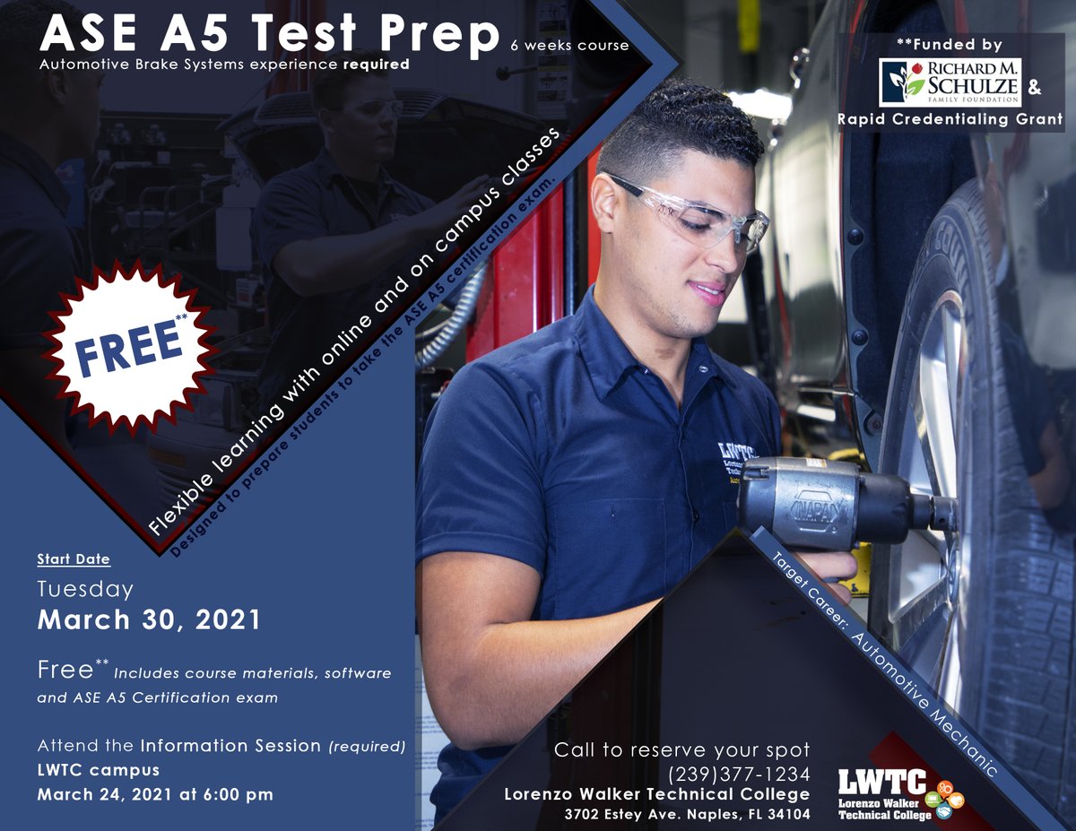 LWTechCollege's tweet photo. FREE Courses!!
Sign up: (239)377-1234
https://t.co/3n3IPfg44E
**Funding provided by the Rapid Credentialing Grant (ASE & AUTOCAD courses) and the Richard M. Schulze Family Foundation (ASE Course)
#lwtcresources #communityeducation #asecertified #autocadessentials #CCPSFamily https://t.co/TP5YWYiFHg