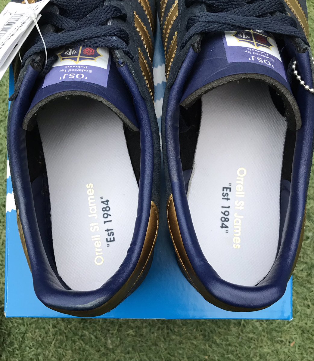 pulmuris's tweet photo. My first custom - Adidas “OSJ”

These have been created for Orrell St James ARLFC to raise funds for the amateur rugby league club. 

For those who want to get their hands on a pair, they will be raffled off (more details to follow). https://t.co/bkihS6PT8c