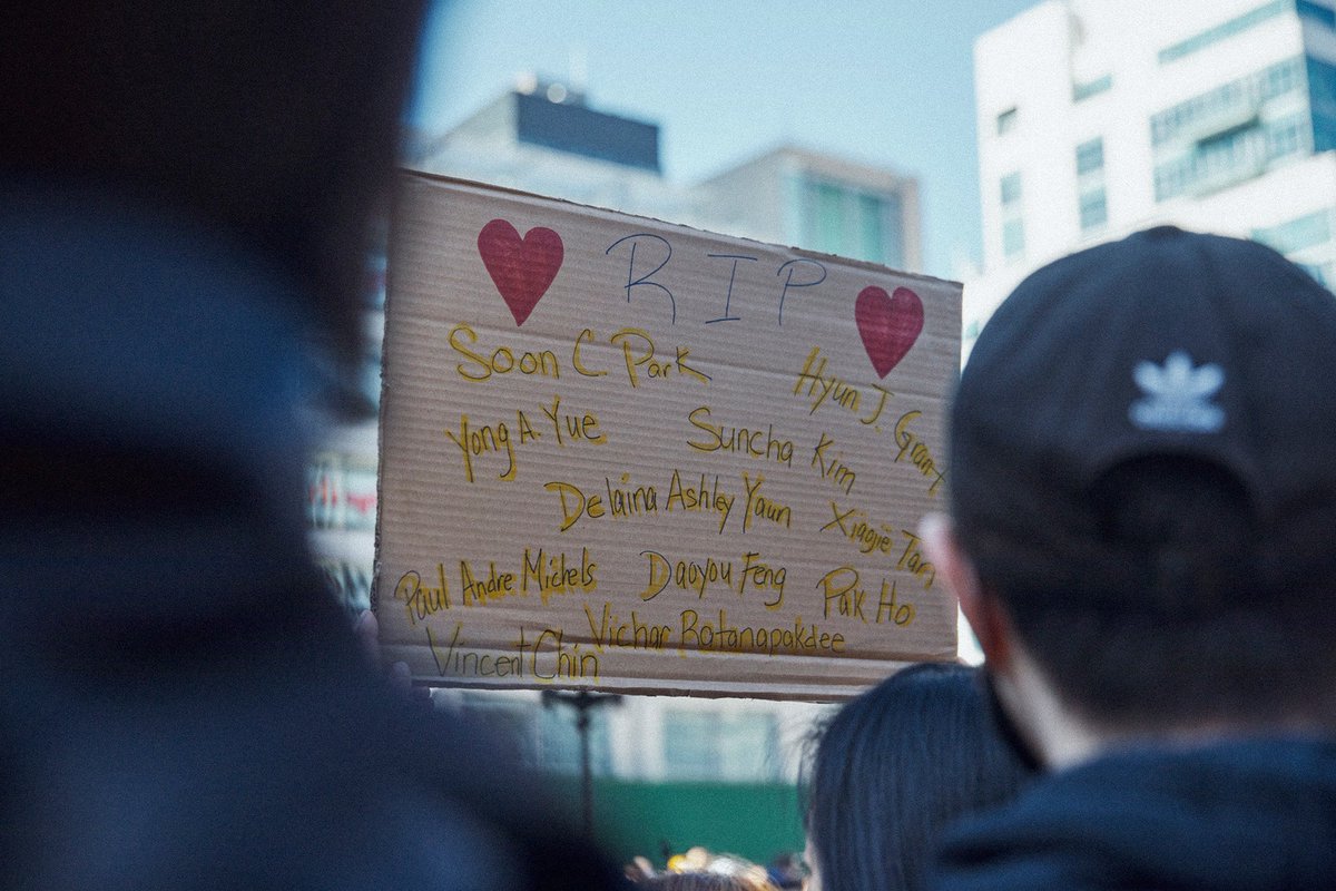 voguemagazine's tweet photo. After the horrifying shooting in Atlanta and the rise of anti-Asian violence over the past year, #RunningtoProtest focused on facilitating a dialogue and solidarity between Black and Asian communities.
Here, scenes from the Black and Asian solidarity march https://t.co/FpBH7ko2Vl https://t.co/StDBbb7oZT