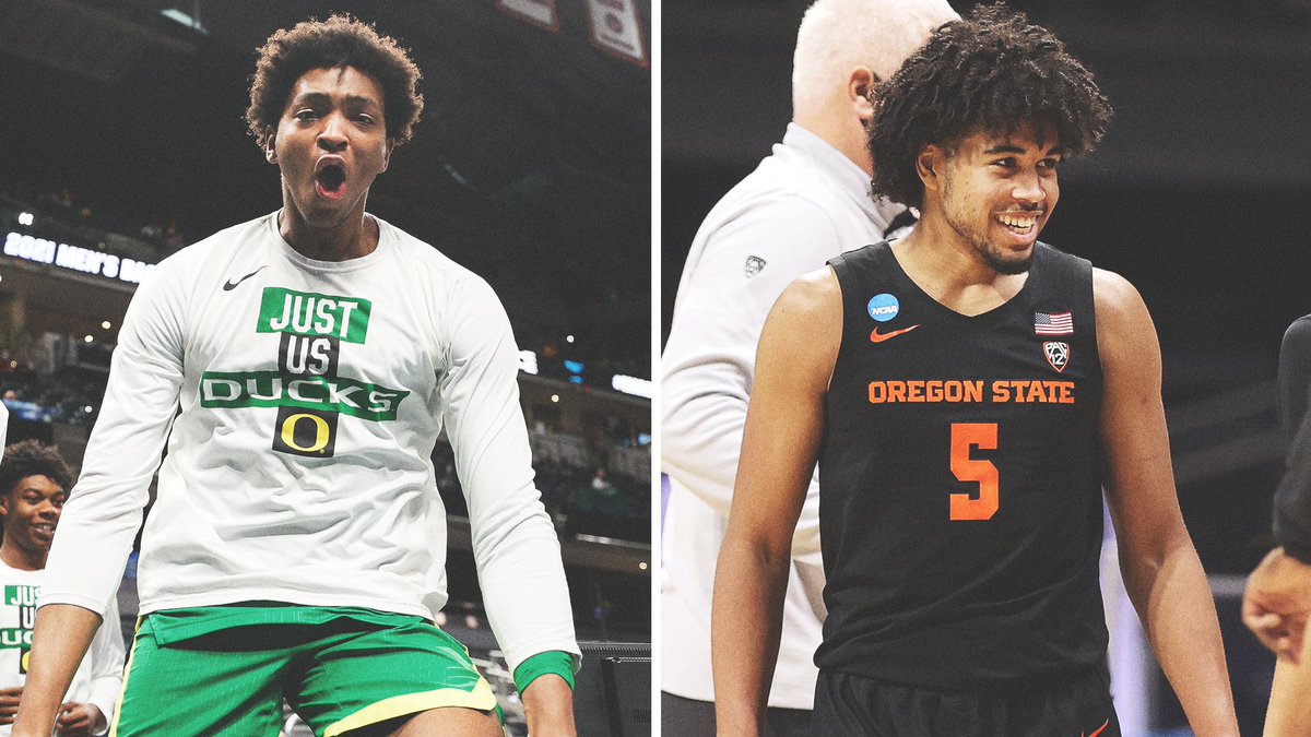 espn's tweet photo. This is the first time Oregon and Oregon State have been in the men's Sweet 16 at the same time 🏀 

@OregonMBB | @BeaverMBB https://t.co/4fIfXbHJra