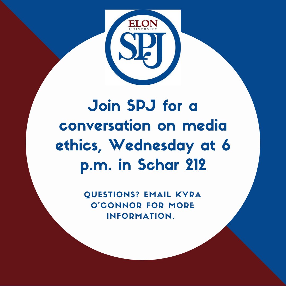 ElonSpj's tweet photo. Join us today at 6 p.m. in Schar 212 for a discussion on media ethics. Questions? Message our page for more details https://t.co/beHhZ8NSL3