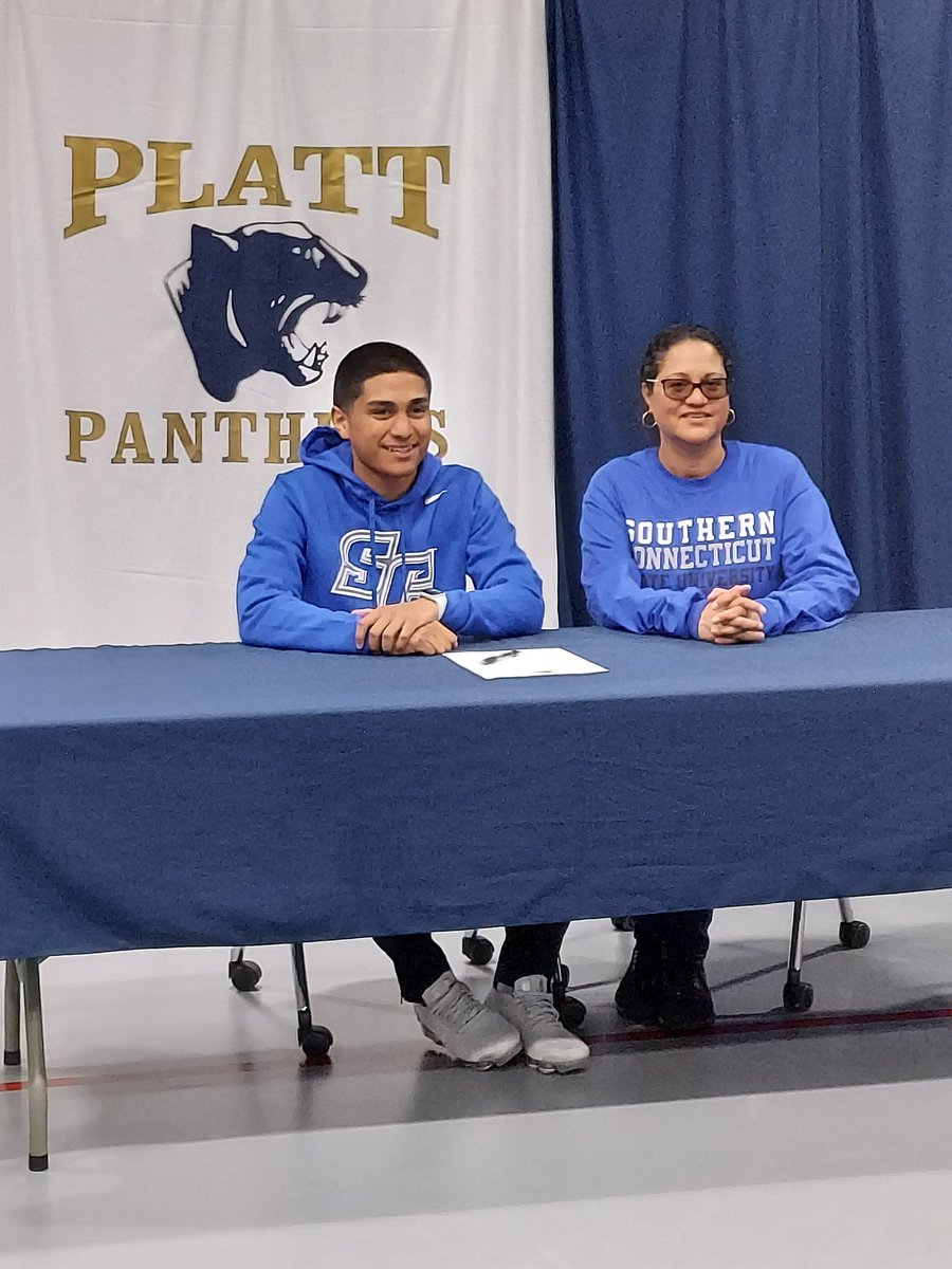 Platt_Athletics's tweet photo. Signing Day. Elian Nava &amp; Roberto Salas. Elian will be playing soccer at SCSU and Roberto will play football at Post University. Congratulations to these outstanding young men. We are extremely proud of them. @SCSU_Owls @post_fb @sportsRJ https://t.co/Wg1a85Npvc