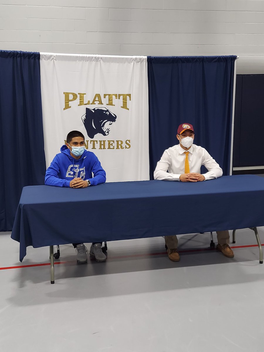 Platt_Athletics's tweet photo. Signing Day. Elian Nava &amp; Roberto Salas. Elian will be playing soccer at SCSU and Roberto will play football at Post University. Congratulations to these outstanding young men. We are extremely proud of them. @SCSU_Owls @post_fb @sportsRJ https://t.co/Wg1a85Npvc