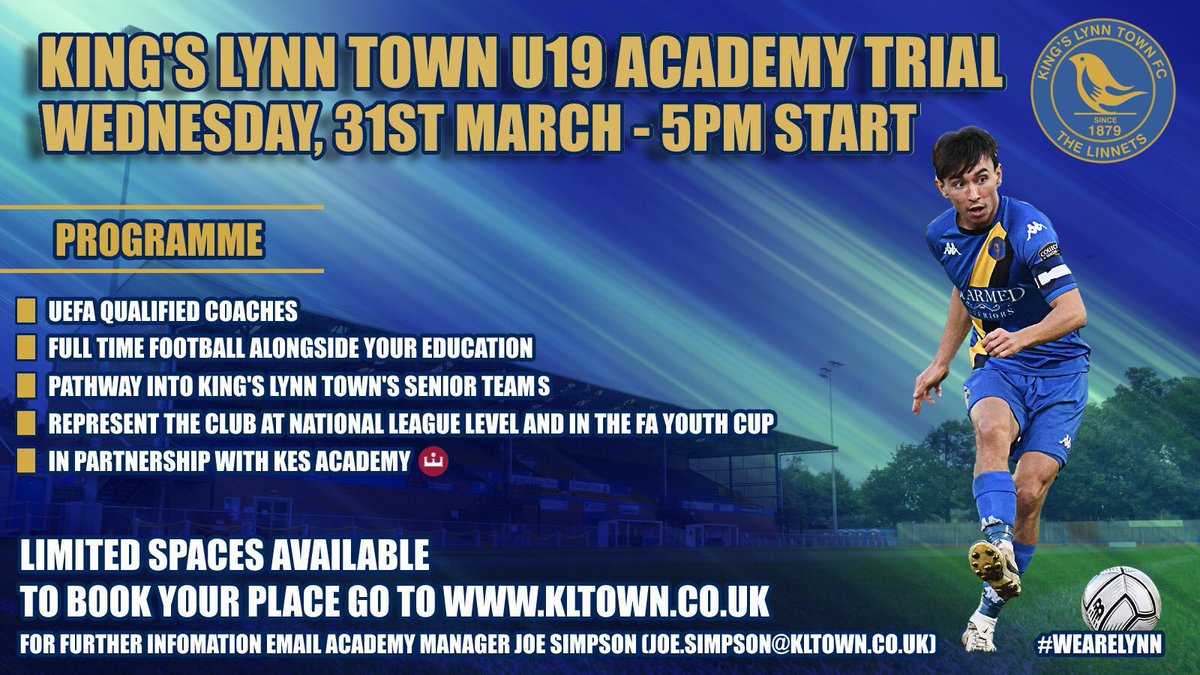 We are overwhelmed with the interest we’ve had in our U19s academy programme next season. 

We are almost at capacity so if you haven’t registered yet, please fill out the form below to secure your place ⬇️⬇️⬇️

docs.google.com/forms/d/e/1FAI…

#ThePathwayKLTFC #WeAreLynn