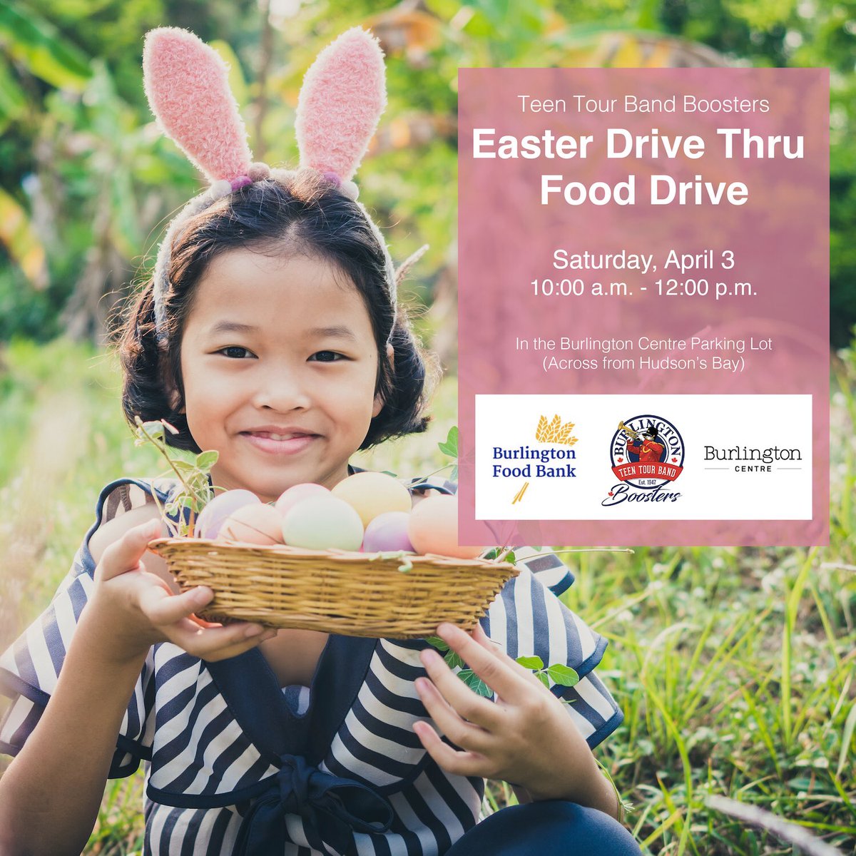 BTTBBoosters's tweet photo. Let’s hop to it and fill the truck for @BurlFoodBank.  We will be holding another drive thru food drive Saturday April 3 from 10 am to 12 pm in the Burlington Centre parking lot behind the Bay.   Look for the @BTTB1 band truck!!!  Spread the word!!!  #community #giveback https://t.co/d05QapMQ22