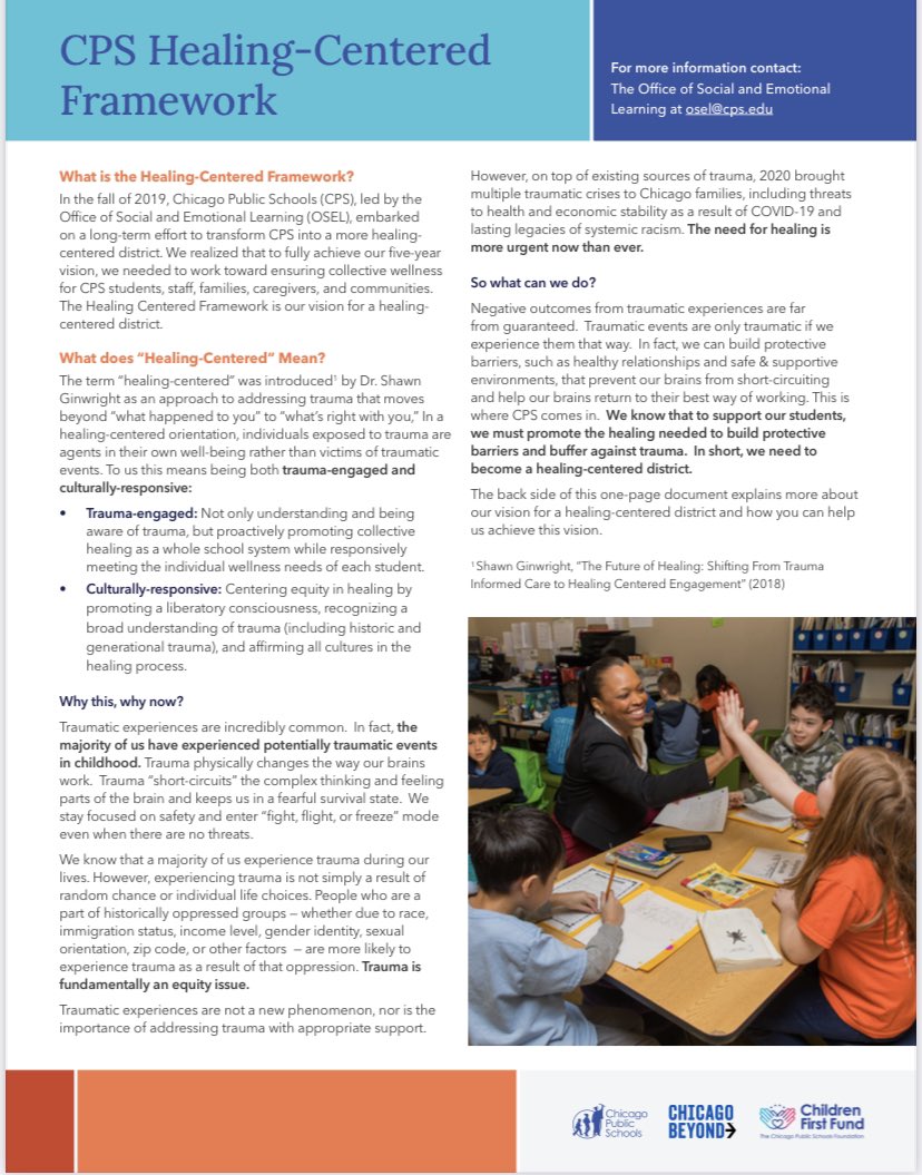 LLAprincipal's tweet photo. Today, CPS launched the Healing Centered Framework, to reimagine how we focus on wellness for all as a foundation to school. I was honored to be selected as a panelist, to sharing work at our school and how we will all benefit from this. Recording👇 https://t.co/TS4pzkYUj0 https://t.co/bvpK2DmmyO