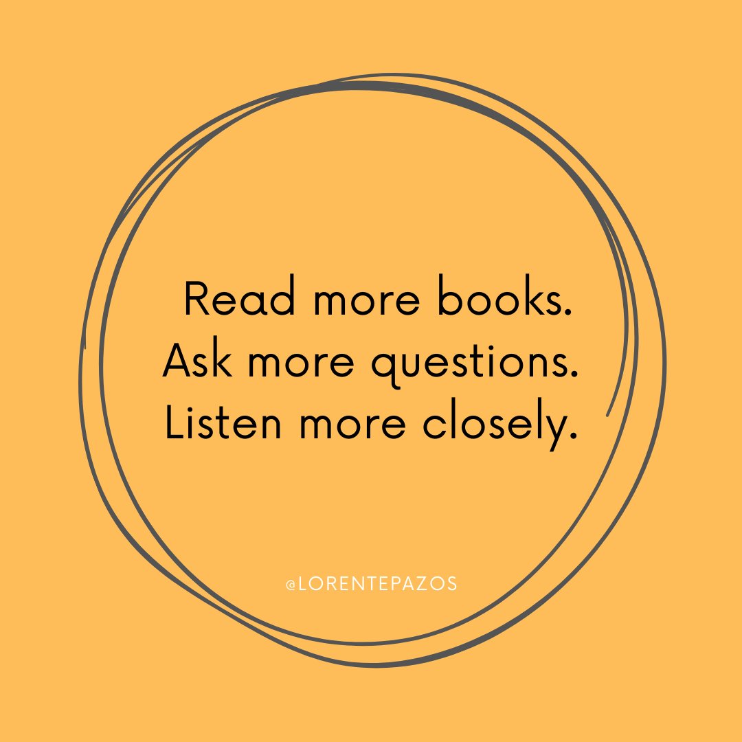 tlorente21's tweet image. Get that book list ready over the weekend. 
Find the answers to the questions that are eating at you.
Sit at the table and listen. Just listen.

#lorentepazos #takenotes #listenclose #followfriday