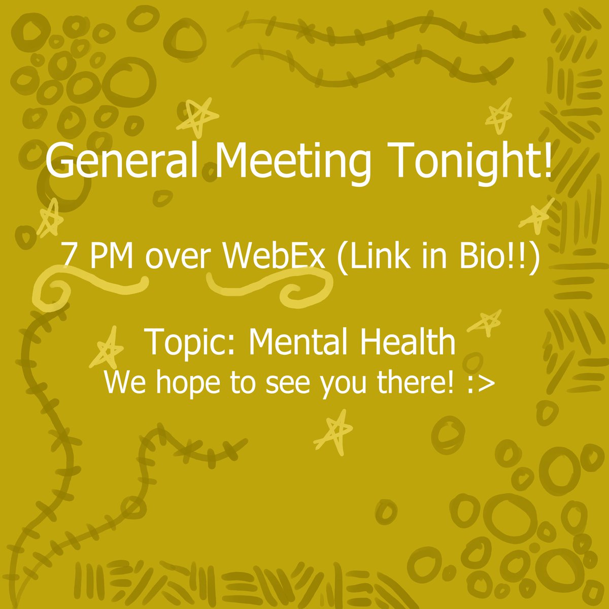 qsamsu's tweet photo. Mental health meeting tonight! We hope that everything is going great for you and your studies!! https://t.co/m54ZYzY3xP