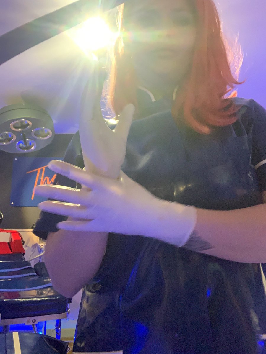 OrderOfAllegra's tweet photo. Nurse Wilde gloving up for inspections... form an orderly queue https://t.co/j7LGboA0ae