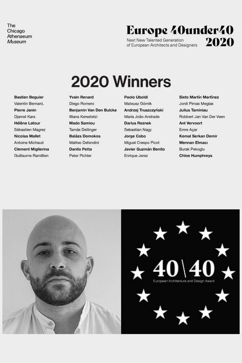 JorgeCobo93's tweet photo. Es un orgullo decir que he entrado en la lista de Europe 40Under40, como uno de los mejores 40 arquitectos menores de 40 en toda Europa, llamados a cambiar la arquitectura y el diseño en las próximas décadas

https://t.co/OjPE0Dmu27

Años atrás: BIG, MVRDV, RCR o BarozziVeiga... https://t.co/sQLKSerfEi
