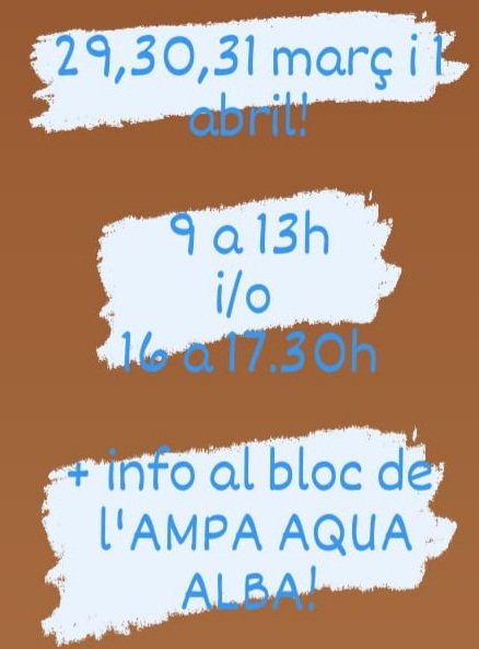 24h per inscriure't!
Més info al bloc de l'AMPA!