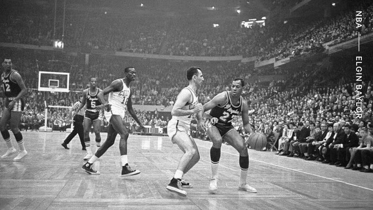TheAthletic's tweet image. Elgin Baylor was the No. 1 pick in the 1958 NBA Draft, playing 14 seasons for the Minneapolis/Los Angeles Lakers.

An 11-time All-Star and 10-time first-team All-NBA selection, he was inducted into Hall of Fame in 1977. 

📚 bit.ly/316s8HF