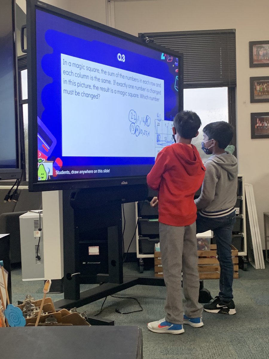 MrsHarvey_'s tweet photo. When a couple 3rd graders see a Math O question on the board and ask to hang back to try and solve it 🥰 I love how they love to learn! #austinlearns @klynnkap https://t.co/DaAjguJcIN