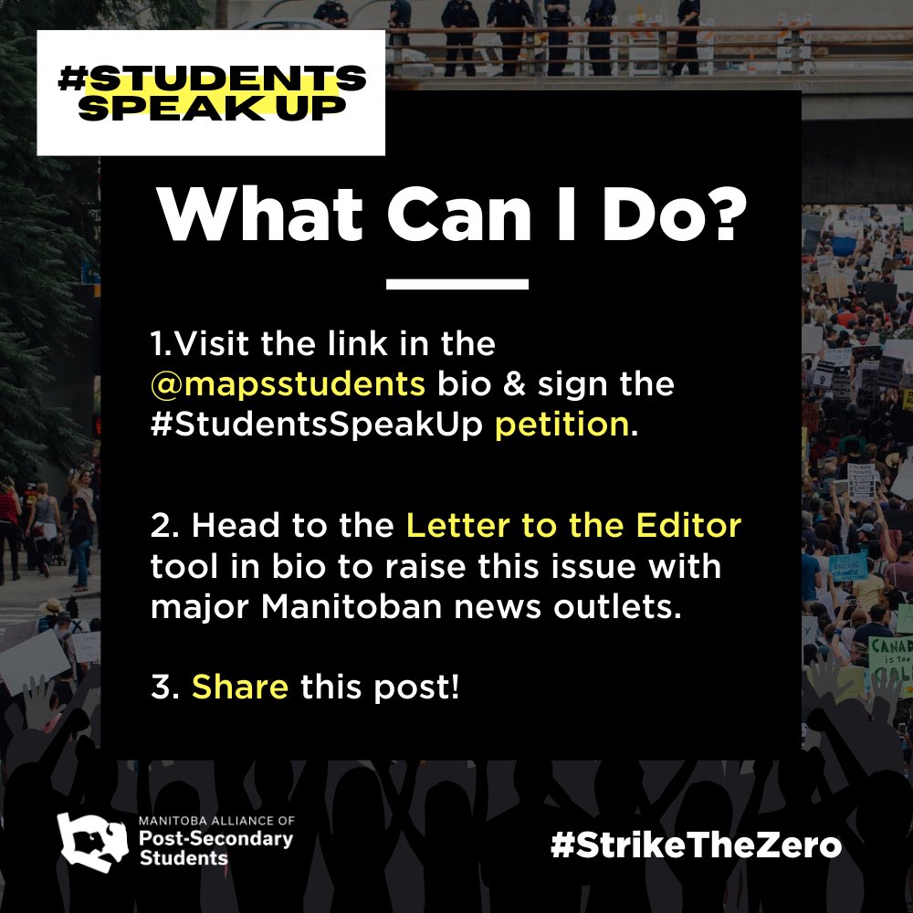 Educate, empower, #StudentsSpeakUp at linktr.ee/mapss. It is important we proactively raise the issue of strict bargaining mandates with government &amp; urge them to #StrikeTheZero to ensure fairness &amp; academic continuity in upcoming labour negotiations. #mbpoli