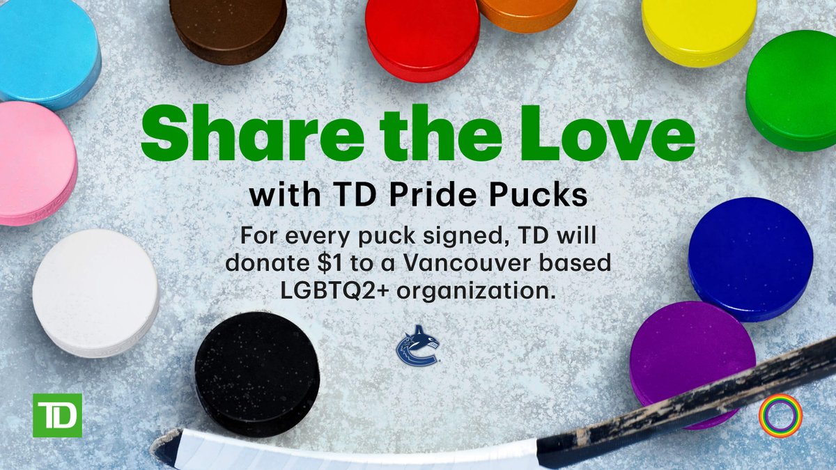 Share your words of inclusivity at Canucks.com/TDPridePucks 

For every message, <a href="/TD_Canada/">TD (Canada)</a> will donate $1 to <a href="/QMUNITY/">QMUNITY</a>, a Vancouver-based organization working to help improve queer, trans, and Two-Spirit lives.