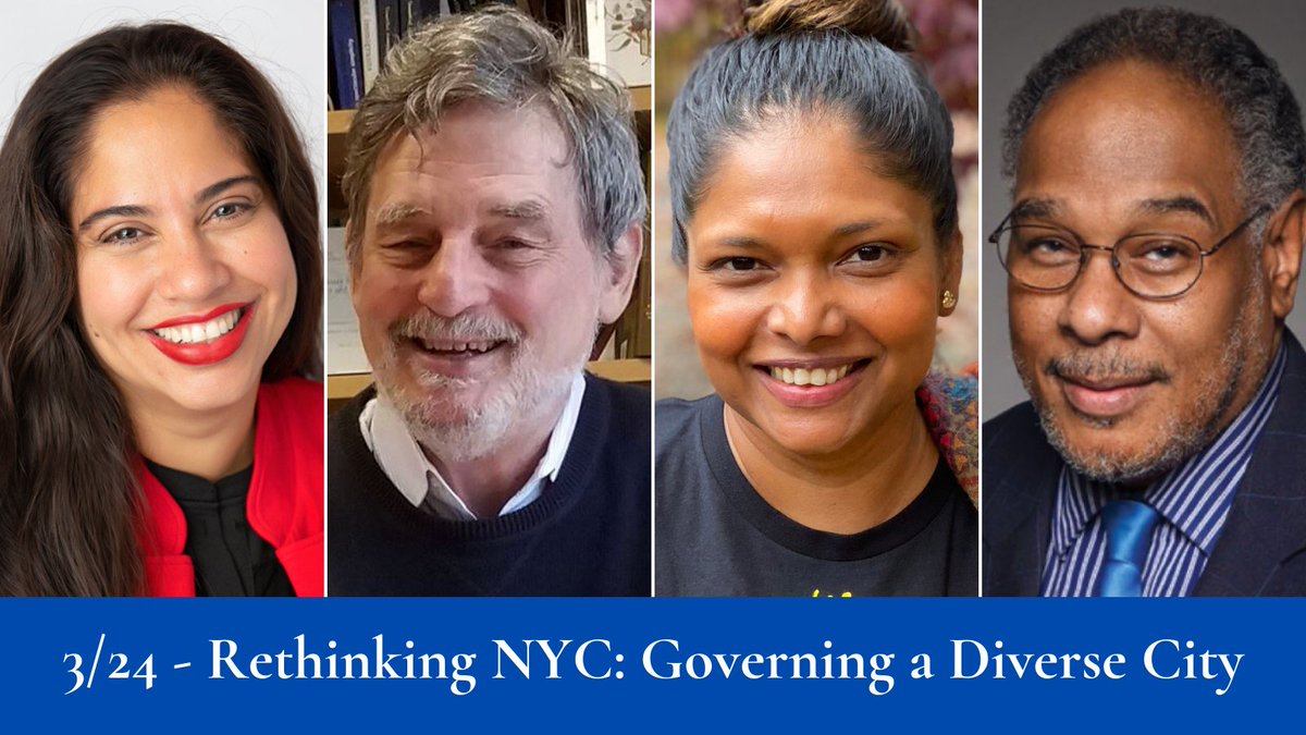 GC_CUNY's tweet photo. Wed @ 7:30! Don't miss the final #RethinkingNYC discussion, on minority & immigrant empowerment in city politics. Feat. @mejicuba of @CentralLaborNYC, moderator @mousam, @RovikaRajkishun of @thenyic & John Flateau of @NewsatMedgar - REGISTER: https://t.co/8k3MJUvE54 https://t.co/BKB3oJ6XLA